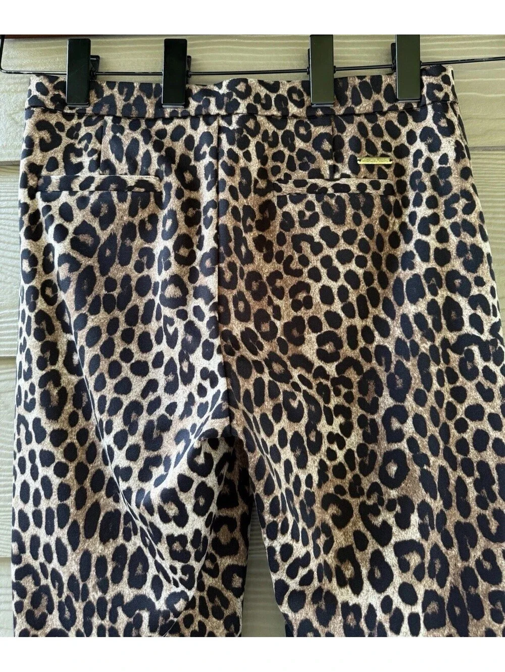 Michael Kors Women's Dark Camel Brown Leopard Print Pull On Leggings Size M
